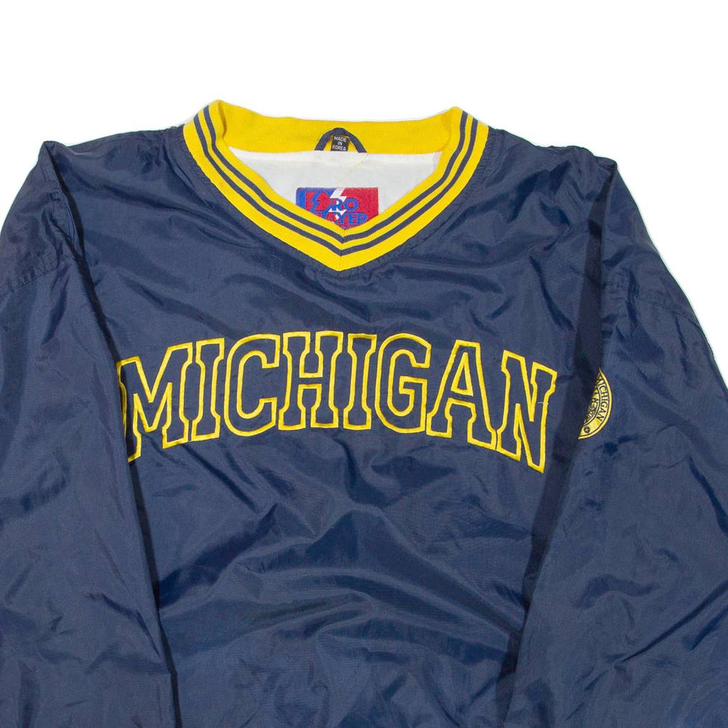 Michigan Mens Pullover Jacket Blue Nylon USA XL