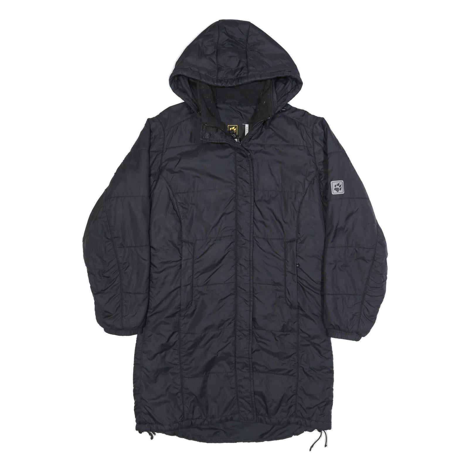 JACK WOLFSKIN Womens Black Outdoor Jacket UK 8 Polyamide Hooded Zip Long Sleeve