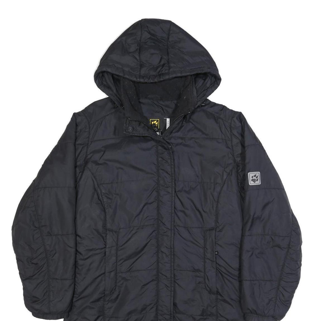 JACK WOLFSKIN Womens Black Outdoor Jacket UK 8 Polyamide Hooded Zip Long Sleeve