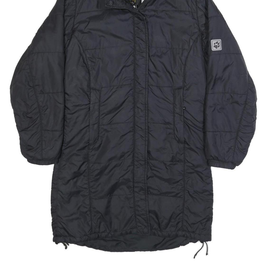 JACK WOLFSKIN Womens Black Outdoor Jacket UK 8 Polyamide Hooded Zip Long Sleeve