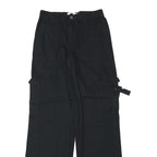 TINSELTOWN Womens Cotton Blend Black Relaxed Wide-Leg Trousers W26 L32 Cargo