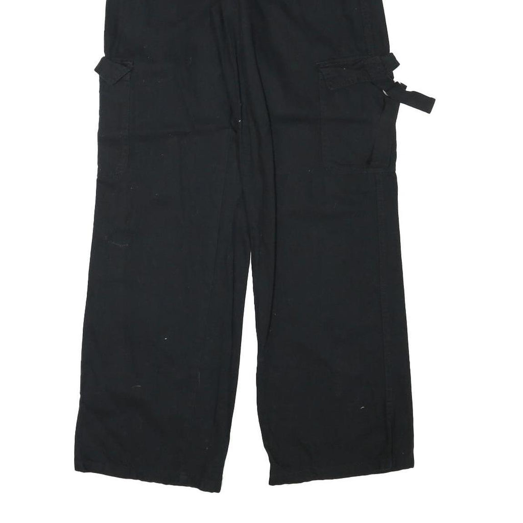 TINSELTOWN Womens Cotton Blend Black Relaxed Wide-Leg Trousers W26 L32 Cargo