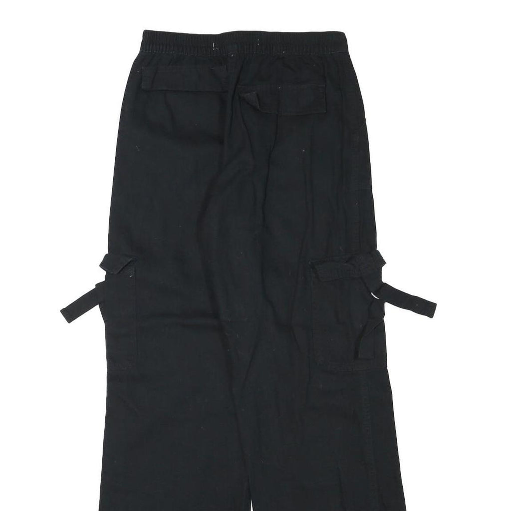 TINSELTOWN Womens Cotton Blend Black Relaxed Wide-Leg Trousers W26 L32 Cargo