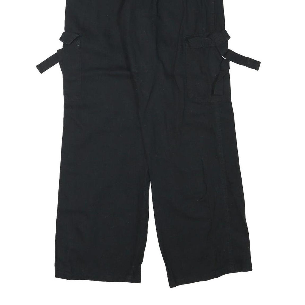 TINSELTOWN Womens Cotton Blend Black Relaxed Wide-Leg Trousers W26 L32 Cargo