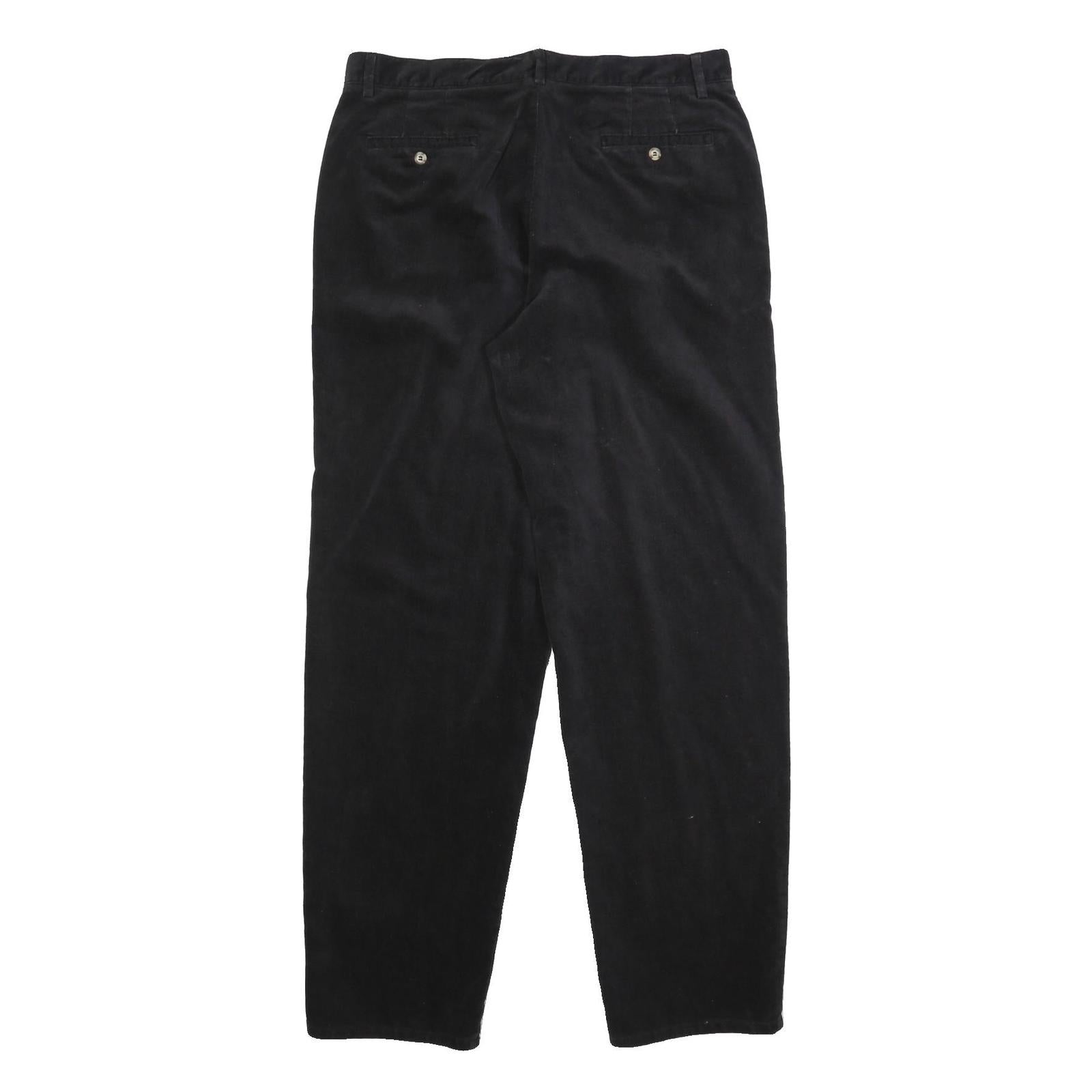 GUESS Mens Relaxed Black Cotton Blend Trousers W38 L34 Casual Zip Closure