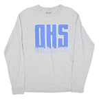CHAMPION Mens Grey DHS Wildcats Graphic T-Shirt M Long Sleeve Crew Neck Cotton