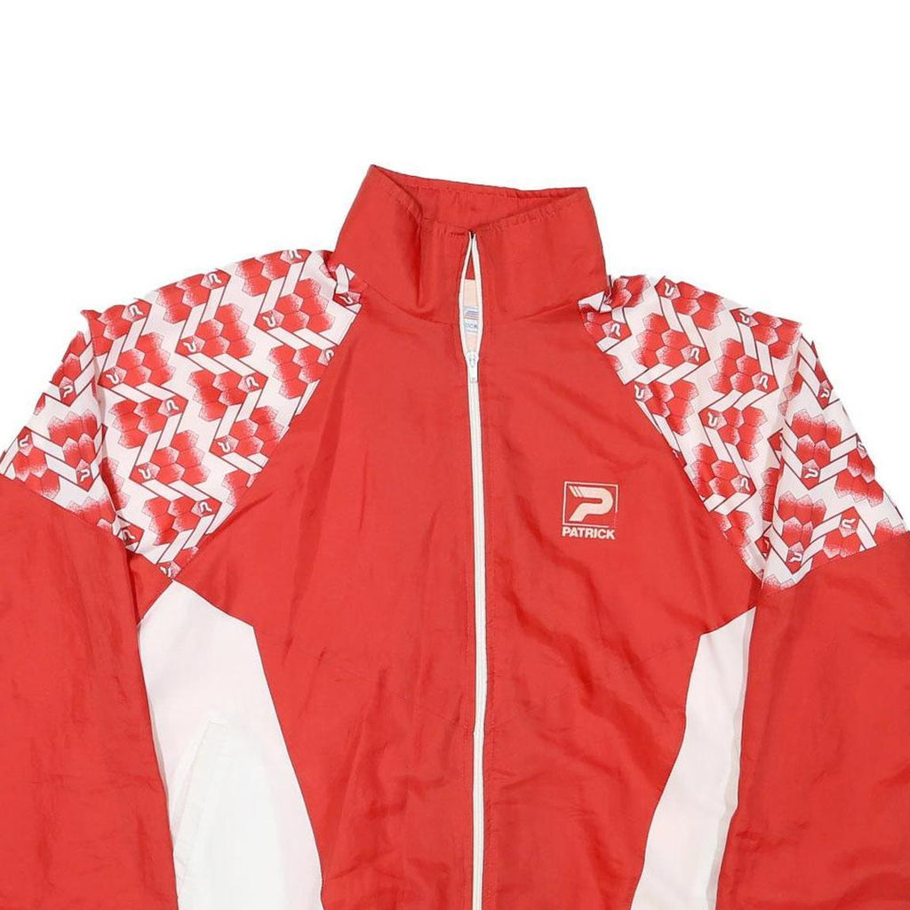 PATRICK Mens Red & White Polyester Blend Jacket XL Zip Athletic Printed