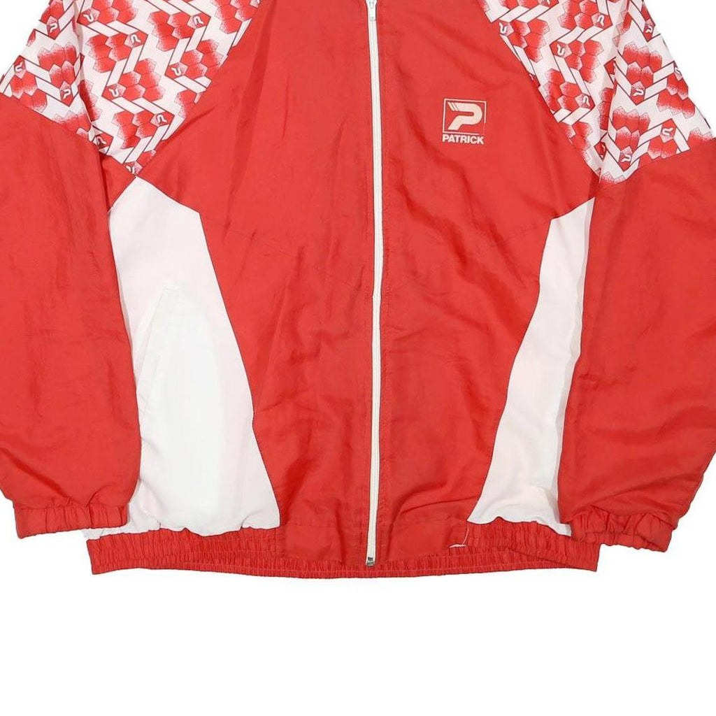 PATRICK Mens Red & White Polyester Blend Jacket XL Zip Athletic Printed