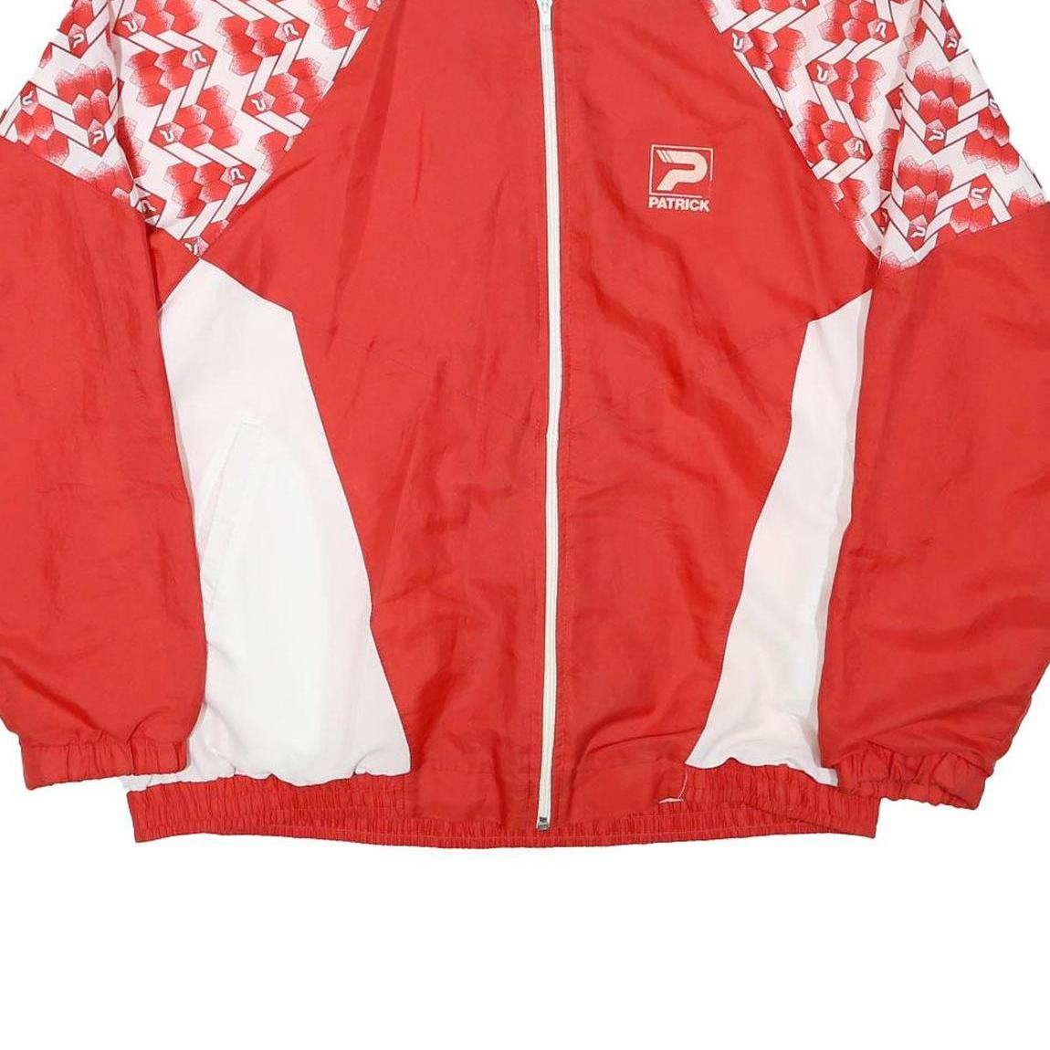 PATRICK Mens Red & White Polyester Blend Jacket XL Zip Athletic Printed