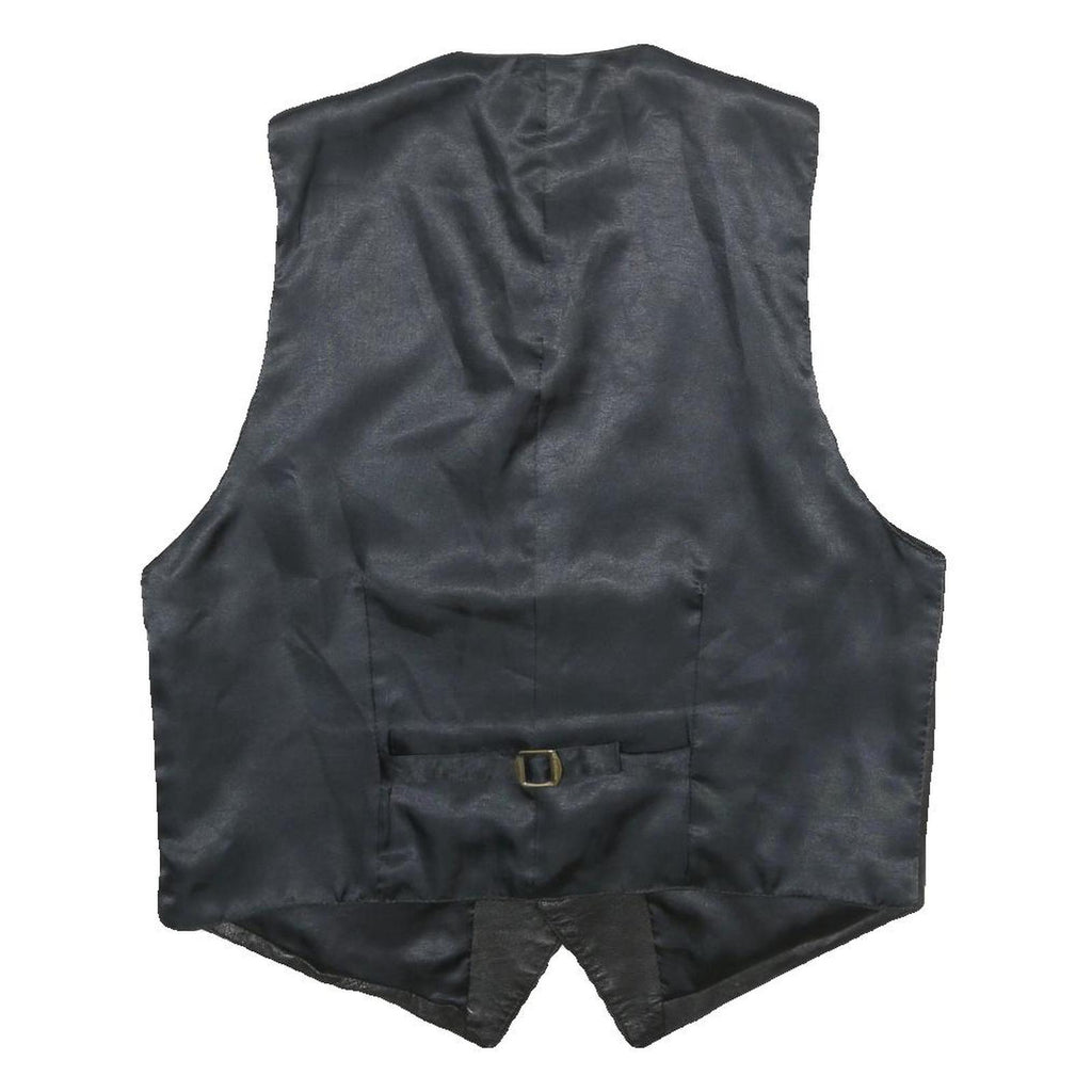 GATSBY INTERNATIONAL Mens Black Leather Button Jacket XL Waistcoat Plain Smooth