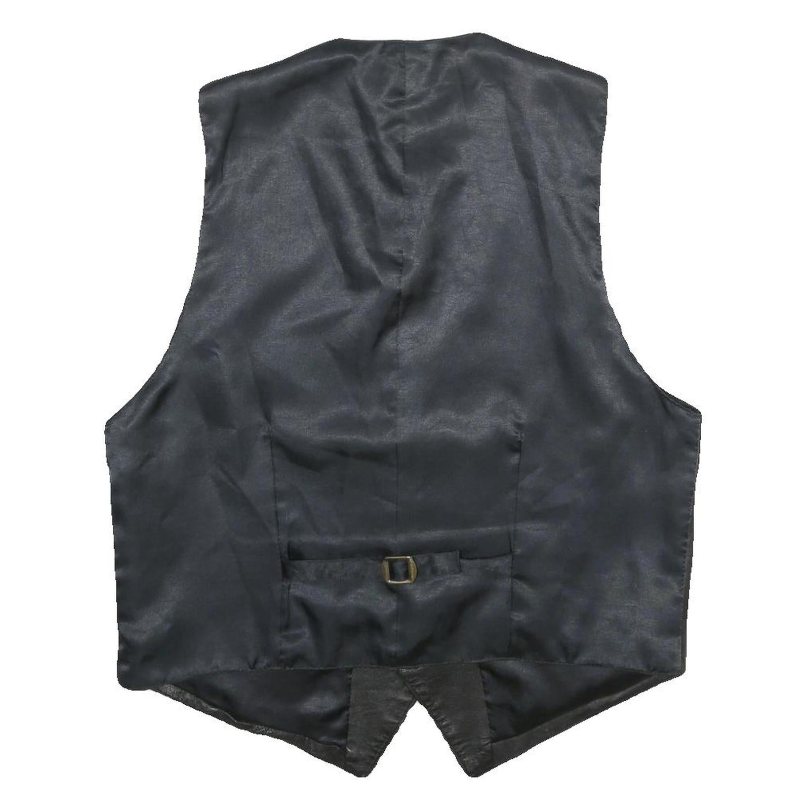 GATSBY INTERNATIONAL Mens Black Leather Button Jacket XL Waistcoat Plain Smooth