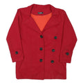 FIESON Womens Red Button Polyester Blend Jacket L Classic Plain Stylish