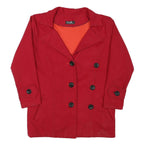 FIESON Womens Red Button Polyester Blend Jacket L Classic Plain Stylish