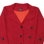 FIESON Womens Red Button Polyester Blend Jacket L Classic Plain Stylish