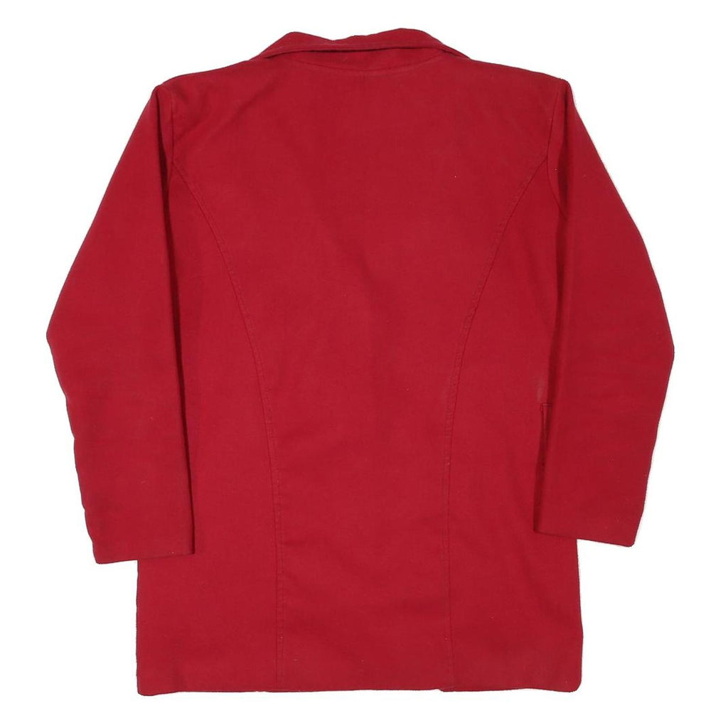 FIESON Womens Red Button Polyester Blend Jacket L Classic Plain Stylish