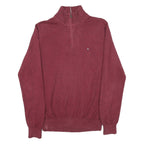TOMMY HILFIGER Mens Maroon Pullover Plain Crew Neck Basic Knit M Cotton Blend