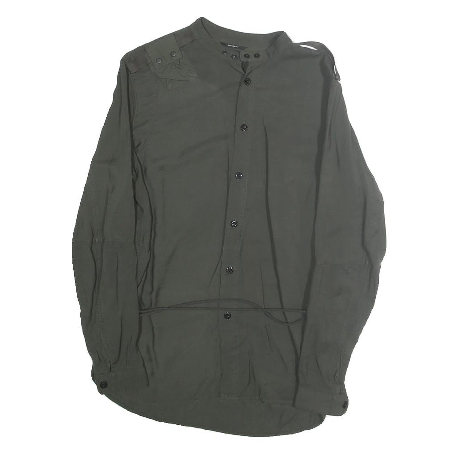 G STAR Womens Dark Green Basic Shirt Long Sleeve Button Neck S Cotton Blend