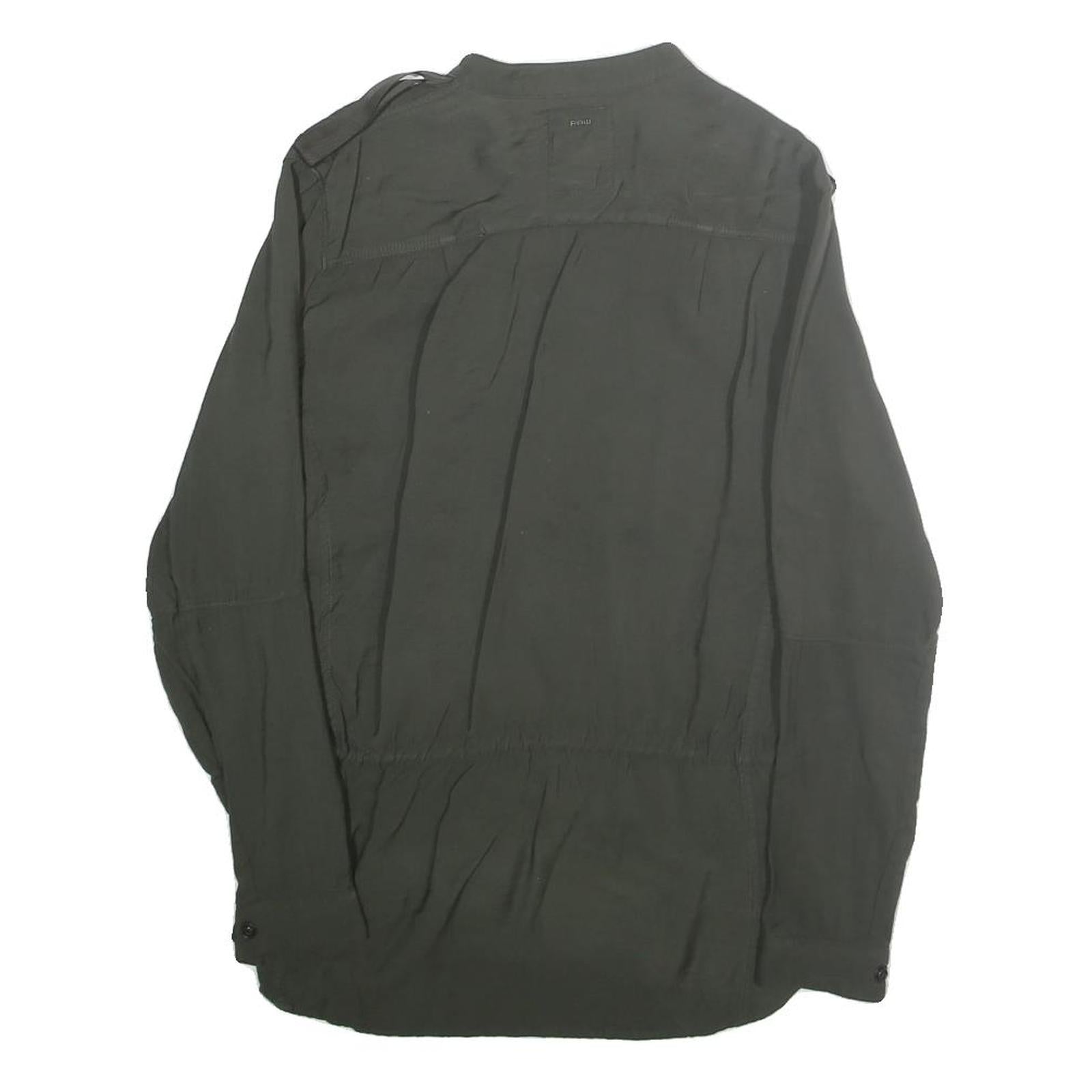 G STAR Womens Dark Green Basic Shirt Long Sleeve Button Neck S Cotton Blend