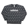 ADIDAS Mens Black Sweatshirt XL Cotton Blend Crew Neck Logo Print