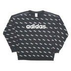 ADIDAS Mens Black Sweatshirt XL Cotton Blend Crew Neck Logo Print