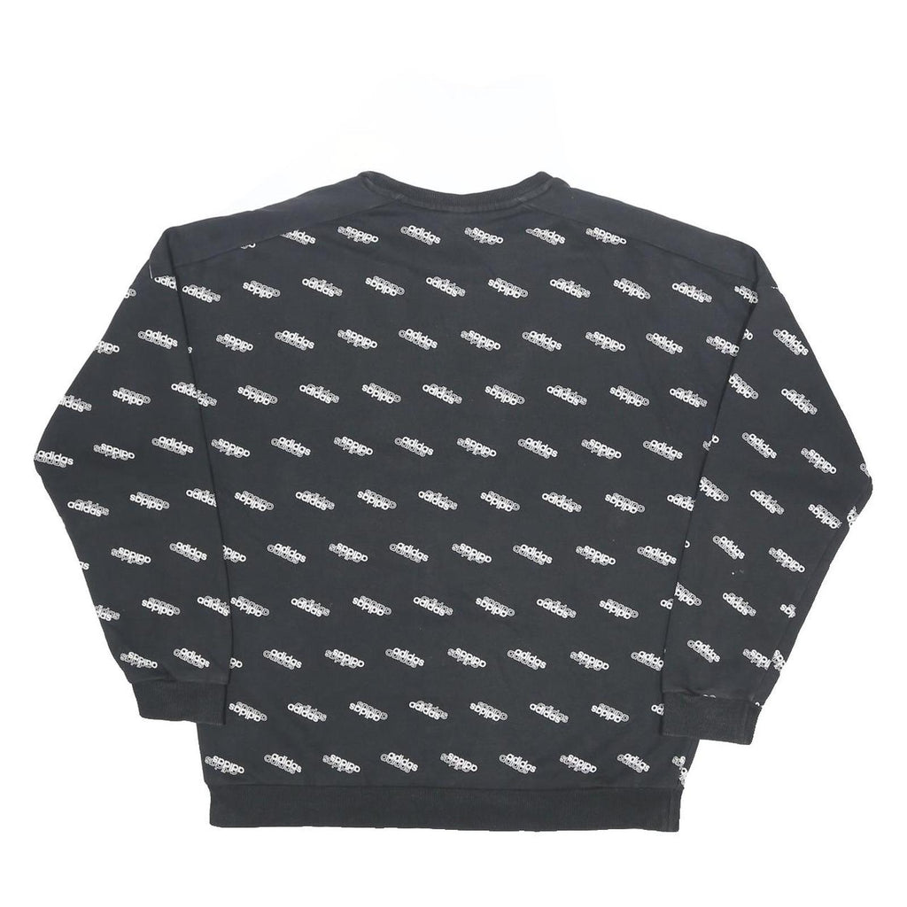 ADIDAS Mens Black Sweatshirt XL Cotton Blend Crew Neck Logo Print