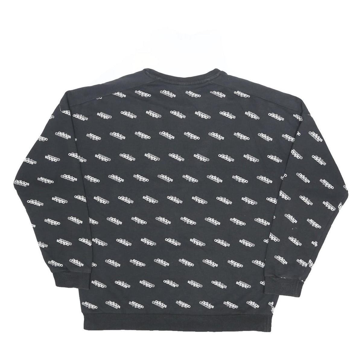 ADIDAS Mens Black Sweatshirt XL Cotton Blend Crew Neck Logo Print