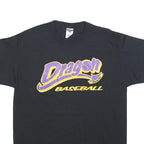 JERZEES Mens Black Dragon Baseball Graphic T-Shirt L Short Sleeve Crew Neck