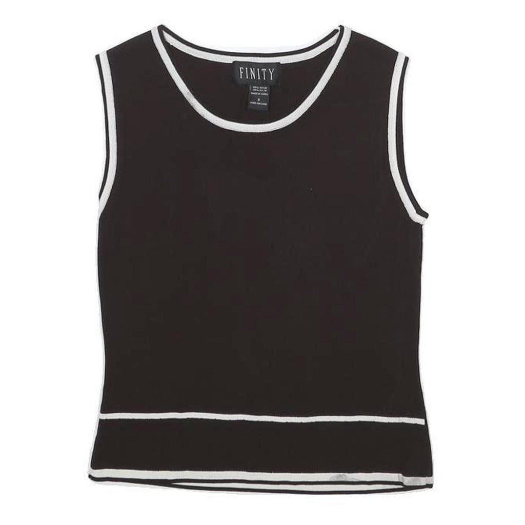 FINITY Womens Black Sleeveless Crew Neck Plain Top S Stretchy Rayon Tank