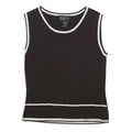 FINITY Womens Black Sleeveless Crew Neck Plain Top S Stretchy Rayon Tank