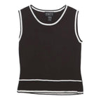 FINITY Womens Black Sleeveless Crew Neck Plain Top S Stretchy Rayon Tank