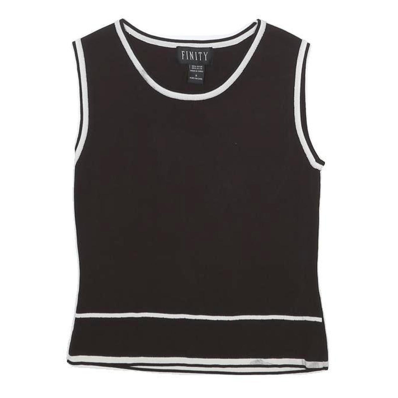 FINITY Womens Black Sleeveless Crew Neck Plain Top S Stretchy Rayon Tank