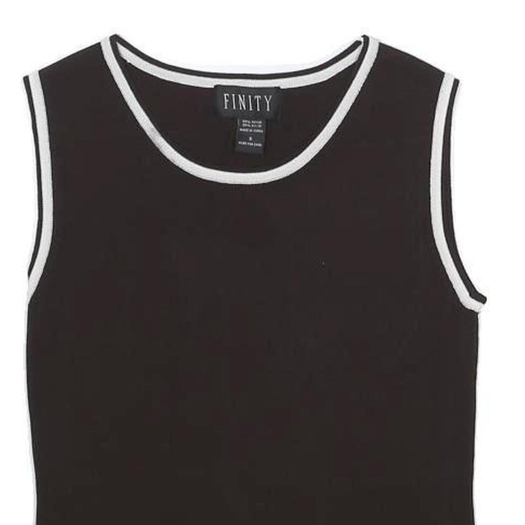 FINITY Womens Black Sleeveless Crew Neck Plain Top S Stretchy Rayon Tank