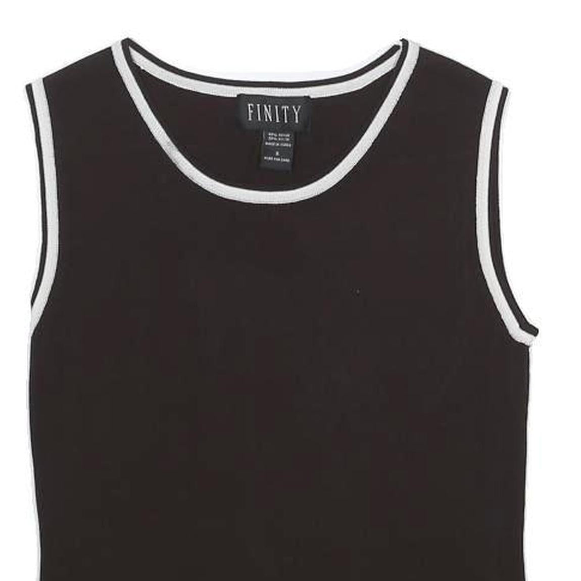 FINITY Womens Black Sleeveless Crew Neck Plain Top S Stretchy Rayon Tank