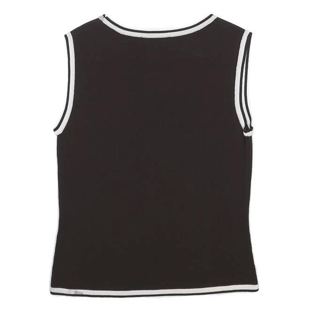 FINITY Womens Black Sleeveless Crew Neck Plain Top S Stretchy Rayon Tank