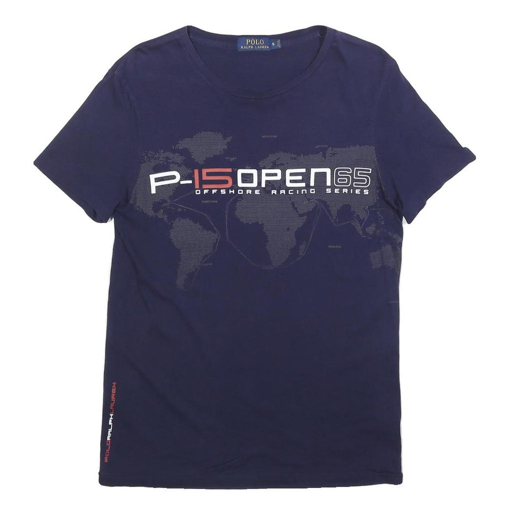 POLO RALPH LAUREN Mens Navy Blue Graphic T-Shirt S Short Sleeve Crew Neck