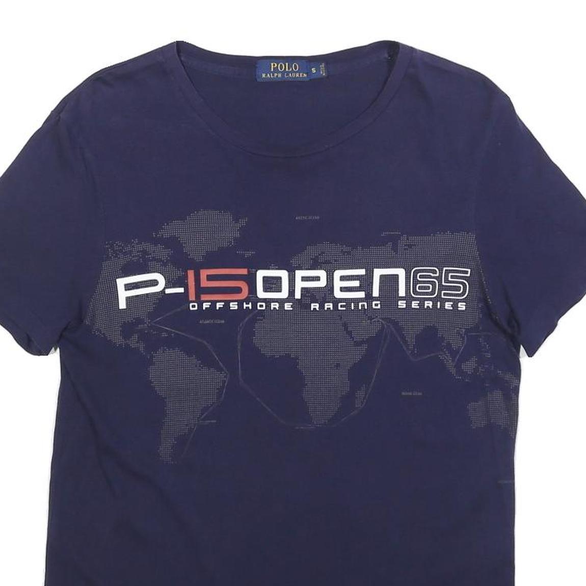 POLO RALPH LAUREN Mens Navy Blue Graphic T-Shirt S Short Sleeve Crew Neck