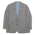 HERMES Mens Grey & Pink Check Wool Tailored Jacket L Woven Button Closure