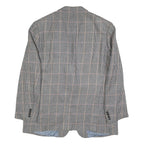 HERMES Mens Grey & Pink Check Wool Tailored Jacket L Woven Button Closure