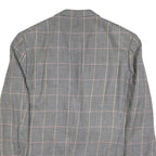 HERMES Mens Grey & Pink Check Wool Tailored Jacket L Woven Button Closure