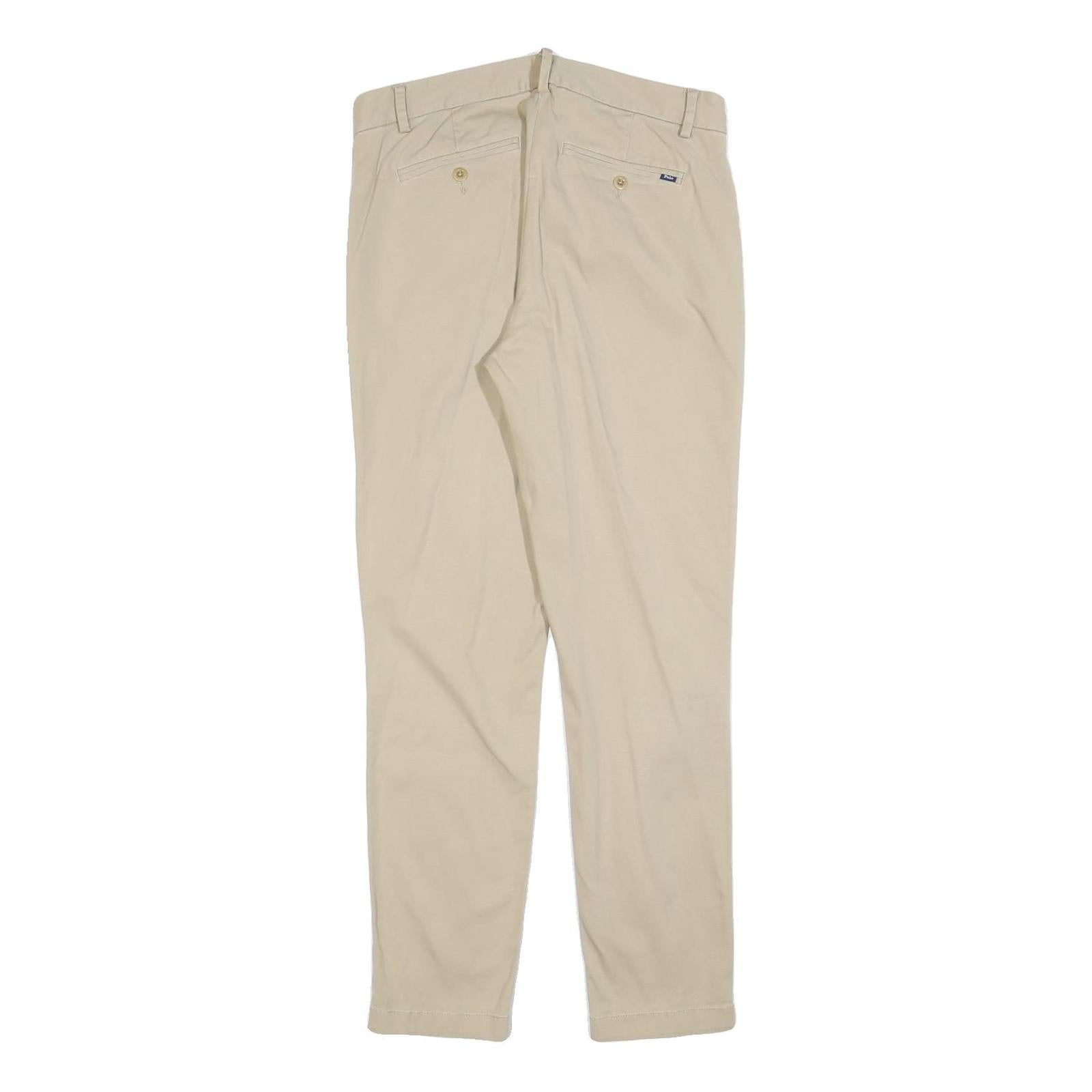 POLO RALPH LAUREN Womens Cotton Blend Beige Slim Straight Trousers W31 L30