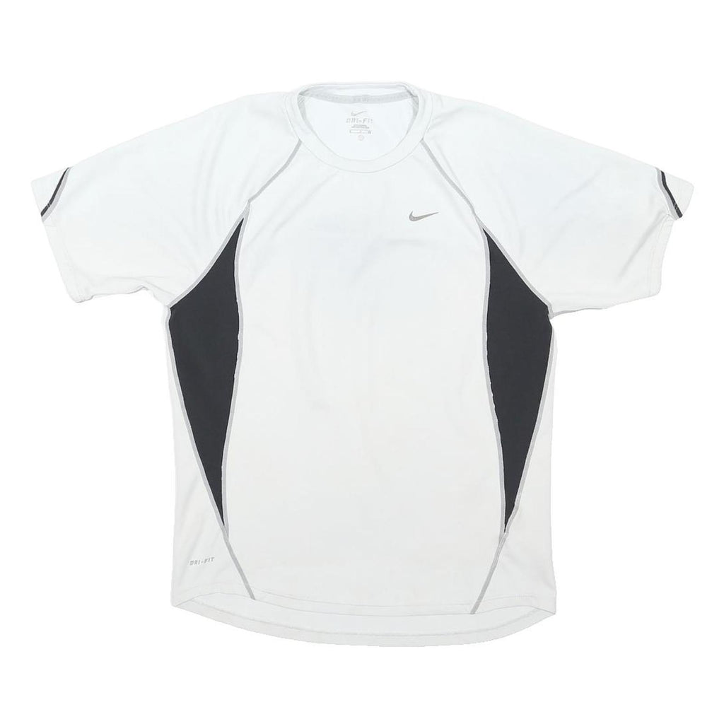 NIKE Mens White & Black Athletic T-Shirt S Short Sleeve Crew Neck Sportswear Gym