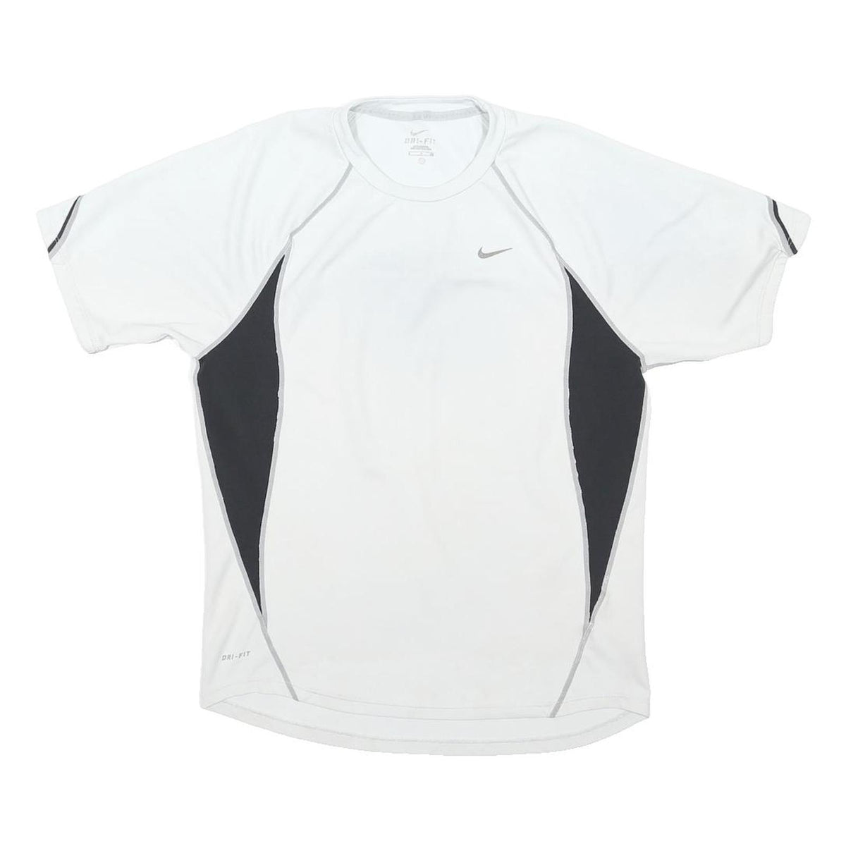 NIKE Mens White & Black Athletic T-Shirt S Short Sleeve Crew Neck Sportswear Gym