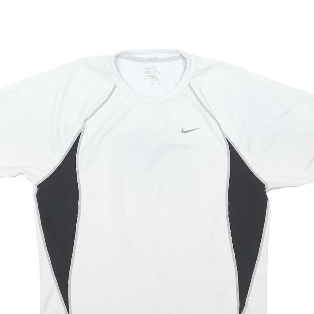 NIKE Mens White & Black Athletic T-Shirt S Short Sleeve Crew Neck Sportswear Gym