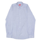 HUGO Slim Fit Elisha Mens Shirt Blue Houndstooth Long Sleeve L