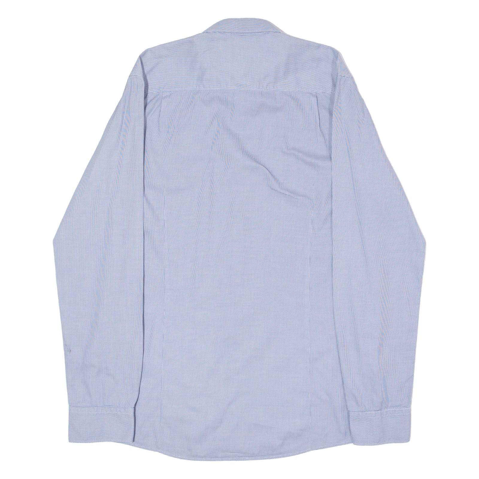 HUGO Slim Fit Elisha Mens Shirt Blue Houndstooth Long Sleeve L
