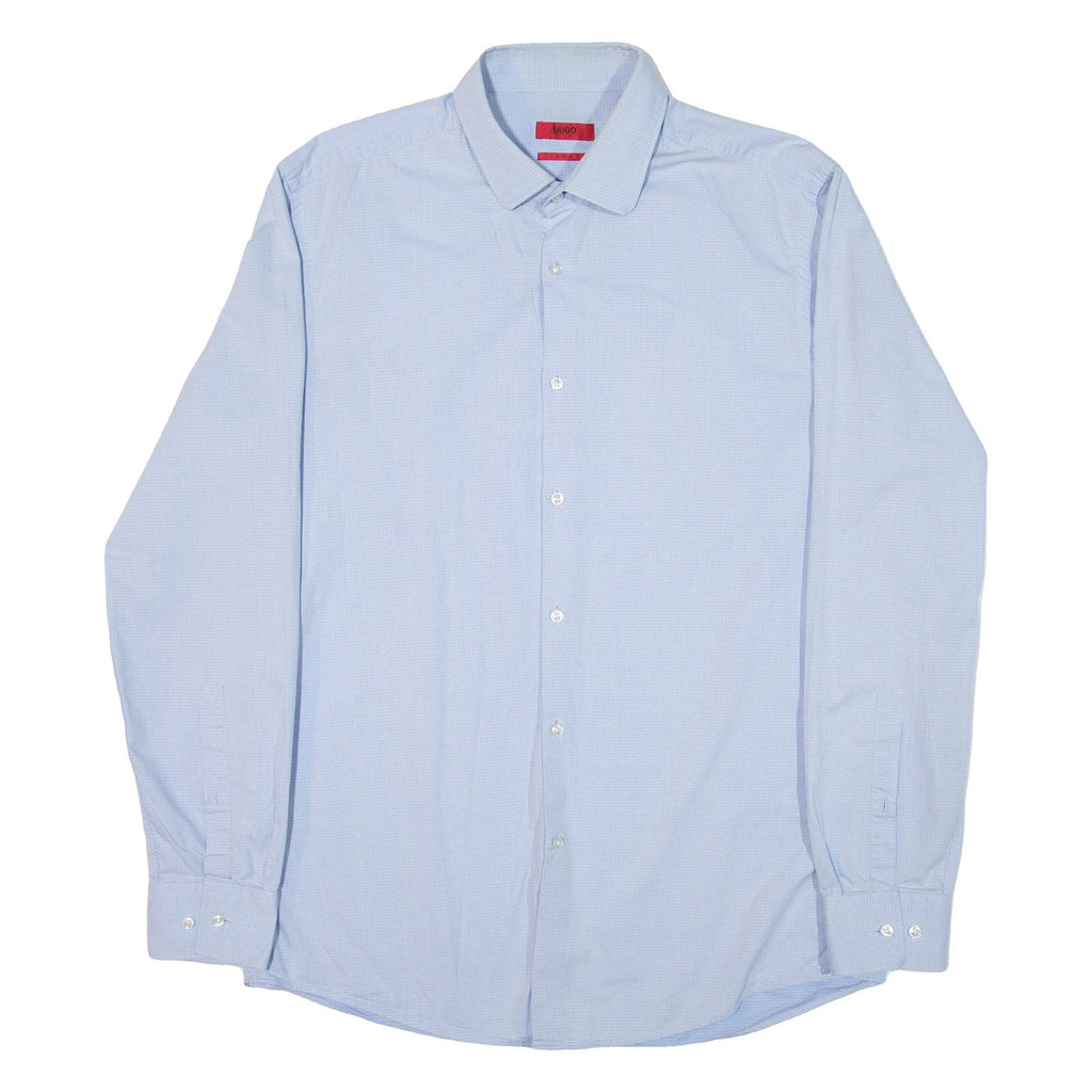 HUGO BOSS Slim Fit Mens Plain Shirt Blue Long Sleeve L