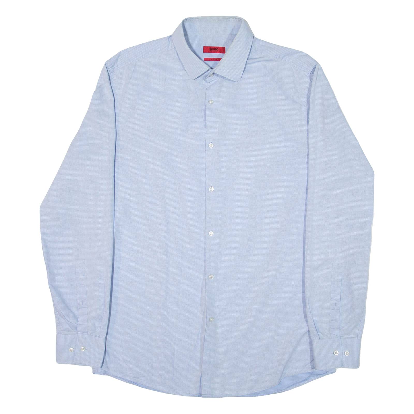 HUGO BOSS Slim Fit Mens Plain Shirt Blue Long Sleeve L