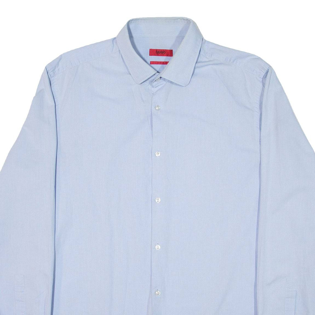 HUGO BOSS Slim Fit Mens Plain Shirt Blue Long Sleeve L
