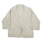 Womens Cream Hooded Plain Knit Jumper L Cable Knit Relaxed Fit Pocketed