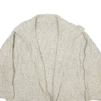 Womens Cream Hooded Plain Knit Jumper L Cable Knit Relaxed Fit Pocketed